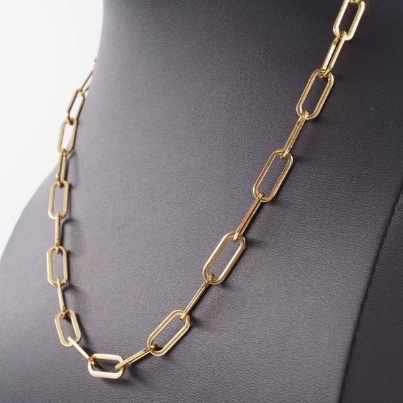 Hey Harper 'Boss' Gold Paperclip Chain Necklace (Length: 41cm-46cm) - Picture 1 of 14